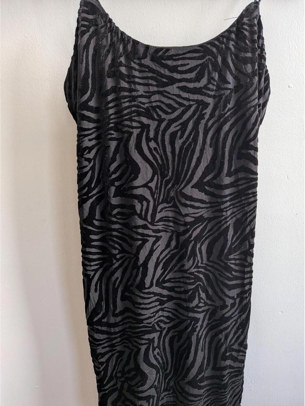 Wild Fable Slip Dress Juniors XS Black Animal Print Velvet Bodycon Midi - Picture 2 of 6